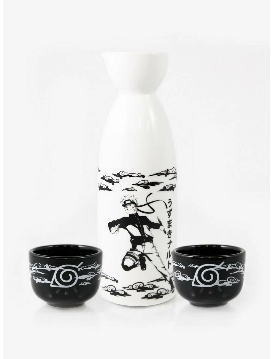 Anime Naruto Shippuden Black & White Sake Set 3 Anime Naruto Shippuden Black & White Sake Set