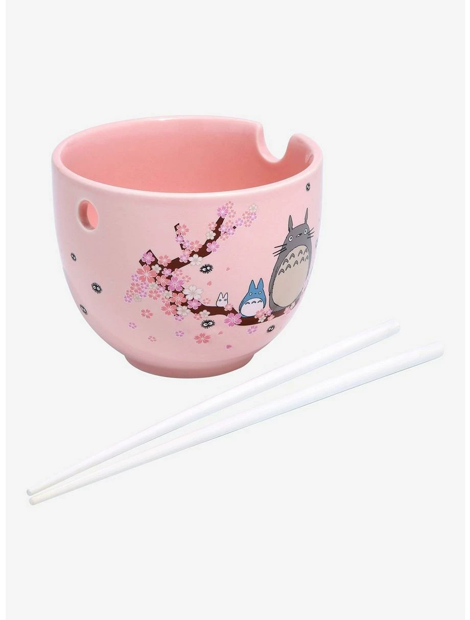 Anime Our Universe Studio Ghibli My Neighbor Totoro Cherry Blossoms Ramen Bowl With Chopsticks - BoxLunch Exclusive 4 Anime Our Universe Studio Ghibli My Neighbor Totoro Cherry Blossoms Ramen Bowl With Chopsticks - BoxLunch Exclusive - Image 2