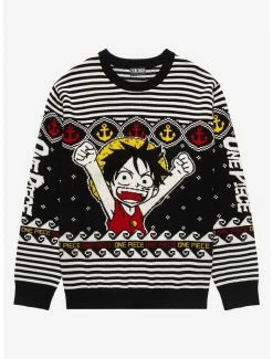 Anime One Piece Chibi Monkey D. Luffy Holiday Sweater - BoxLunch Exclusive