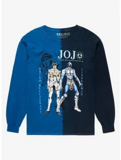 Anime JoJo's Bizarre Adventure Bruno & Zipper Man Portraits Split-Dye Long Sleeve T-Shirt - BoxLunch Exclusive