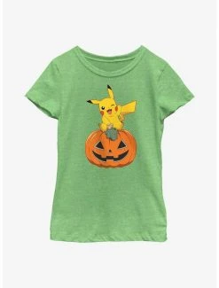 Anime Pokemon Pikachu Pumpkin Youth Girls T-Shirt