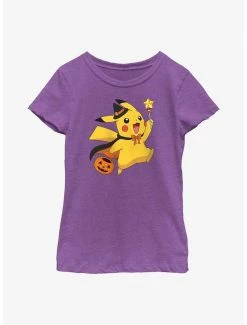 Anime Pokemon Trick-Or-Treating Pikachu Youth Girls T-Shirt