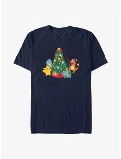 Anime Pokémon Christmas Tree Pikachu, Squirtle, Bulbasaur And Charmander T-Shirt